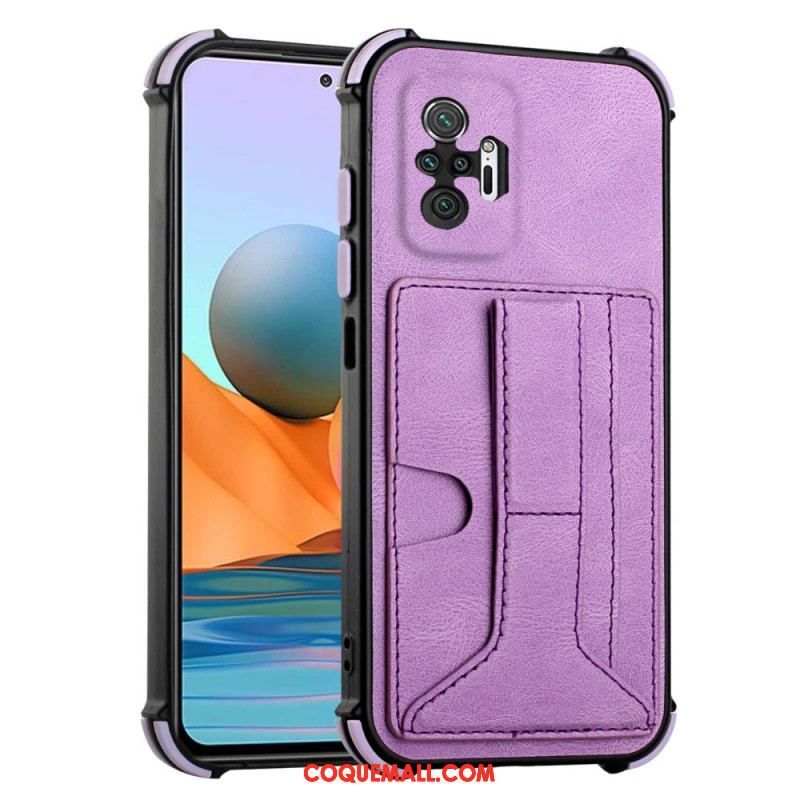 Coque Xiaomi Redmi Note 10 Pro Effet Cuir Avec Porte Cartes et Sangle