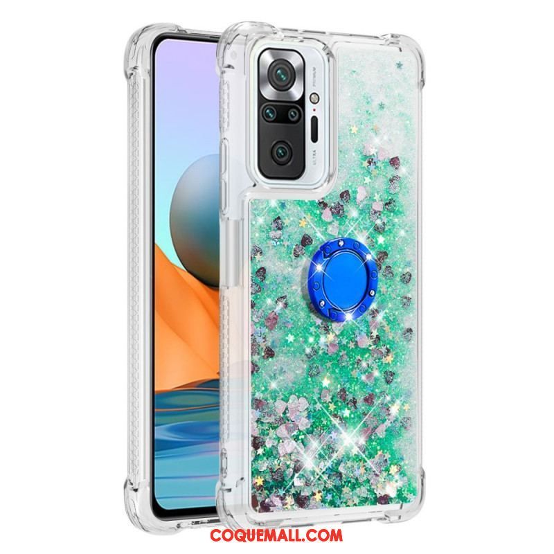 Coque Xiaomi Redmi Note 10 Pro Paillettes avec Anneau-Support