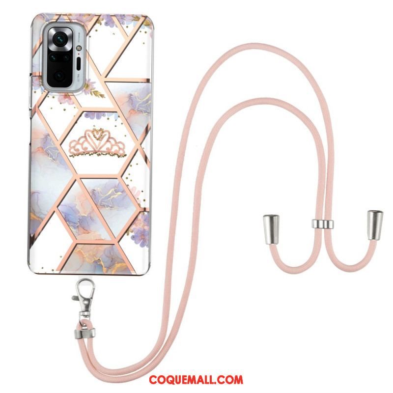 Coque Xiaomi Redmi Note 10 Pro à Cordon Marbre Floral