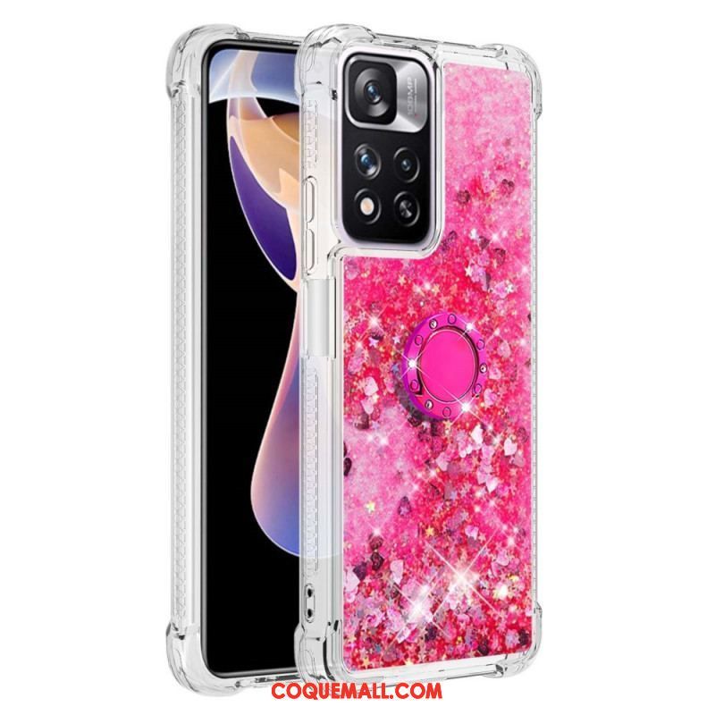 Coque Xiaomi Redmi Note 11 Pro Plus 5G Paillettes avec Anneau-Support