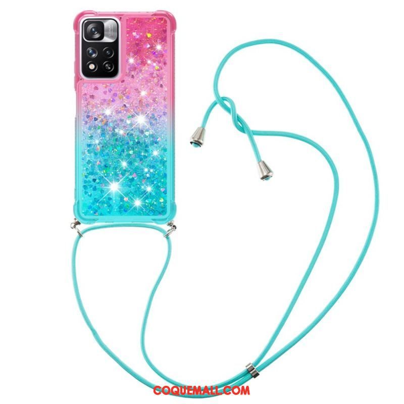 Coque Xiaomi Redmi Note 11 Pro Plus 5G à Cordon Silicone Paillettes