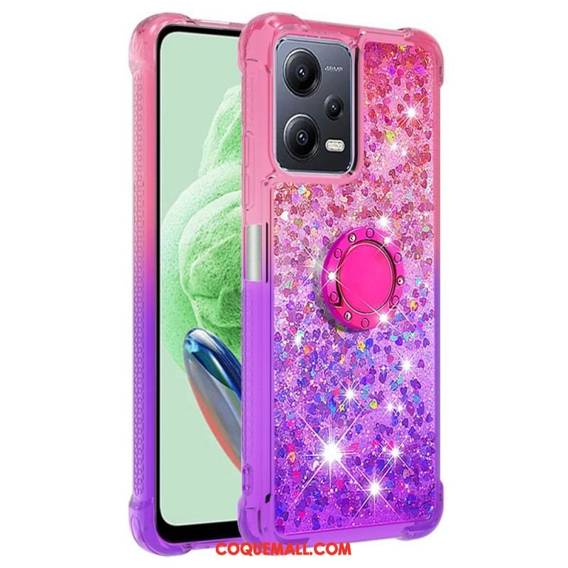 Coque Xiaomi Redmi Note 12/Poco X5 5G Paillettes Anneau-Support