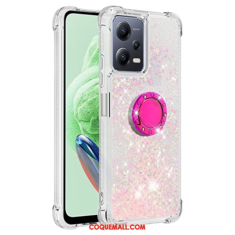 Coque Xiaomi Redmi Note 12/Poco X5 5G Paillettes Colorées Anneau-Support