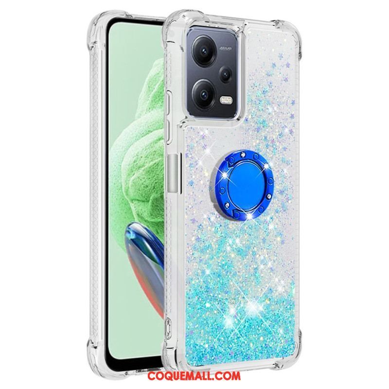 Coque Xiaomi Redmi Note 12/Poco X5 5G Paillettes Colorées Anneau-Support