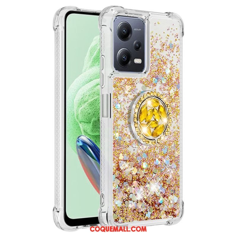 Coque Xiaomi Redmi Note 12/Poco X5 5G Paillettes Colorées Anneau-Support