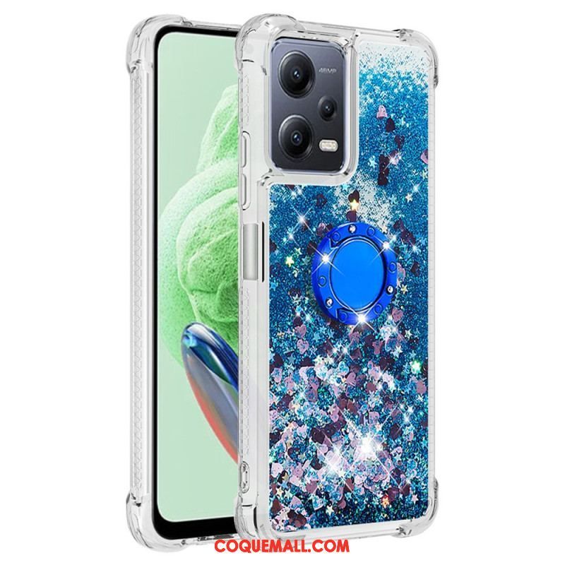 Coque Xiaomi Redmi Note 12/Poco X5 5G Paillettes Colorées Anneau-Support