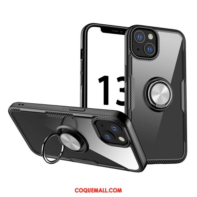 Coque iPhone 13 Mini Fibre Carbone Anneau Métallique