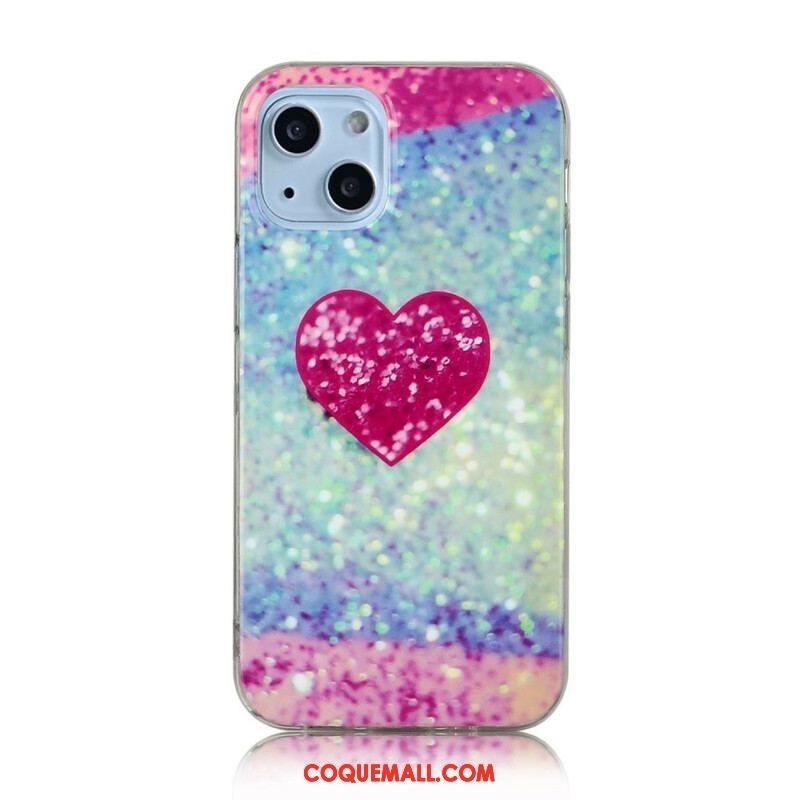 Coque iPhone 13 Mini Marbre Paillettes