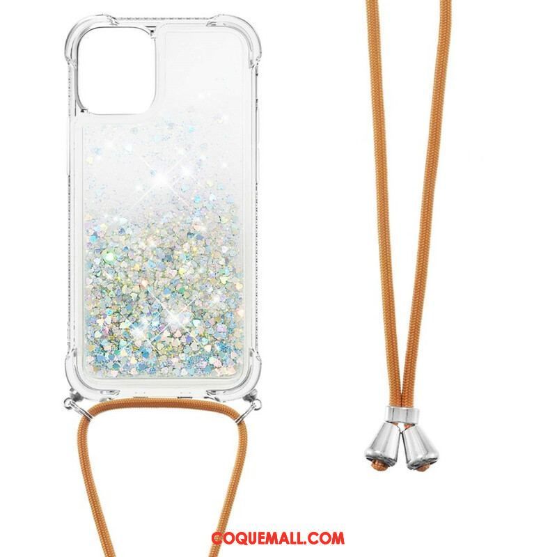 Coque iPhone 13 Mini Paillettes avec Cordon