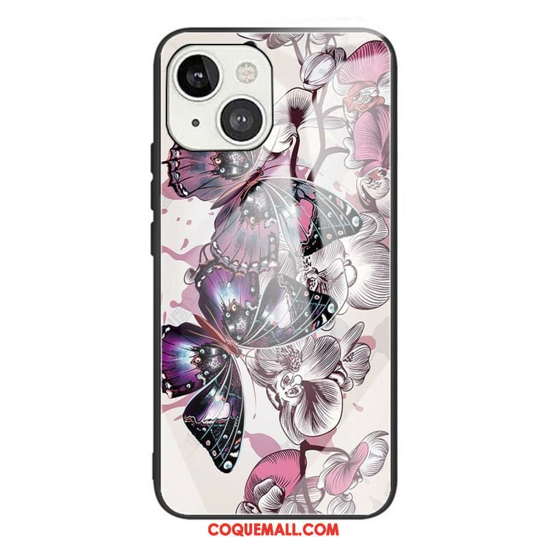 Coque iPhone 13 Mini Verre Trempé Variation Papillons