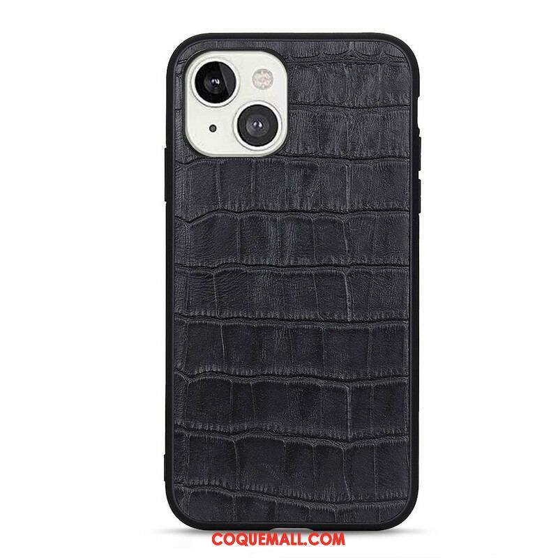 Coque iPhone 13 Mini Véritable Cuir Texture Crocodile