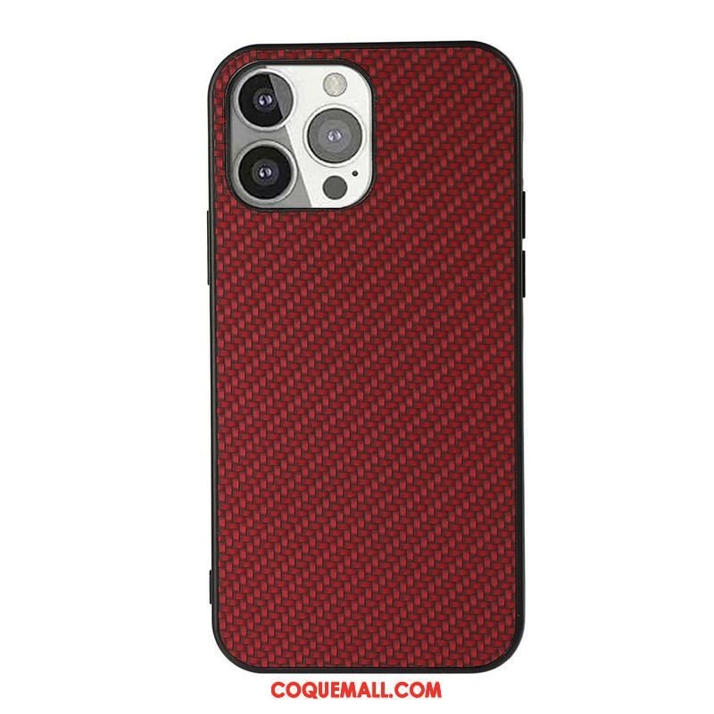 Coque iPhone 13 Pro Effet Cuir Texture Fibre Carbone