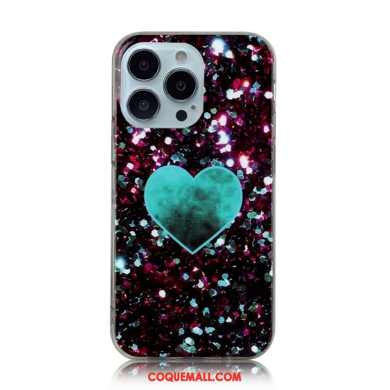 Coque iPhone 13 Pro Marbre Paillettes