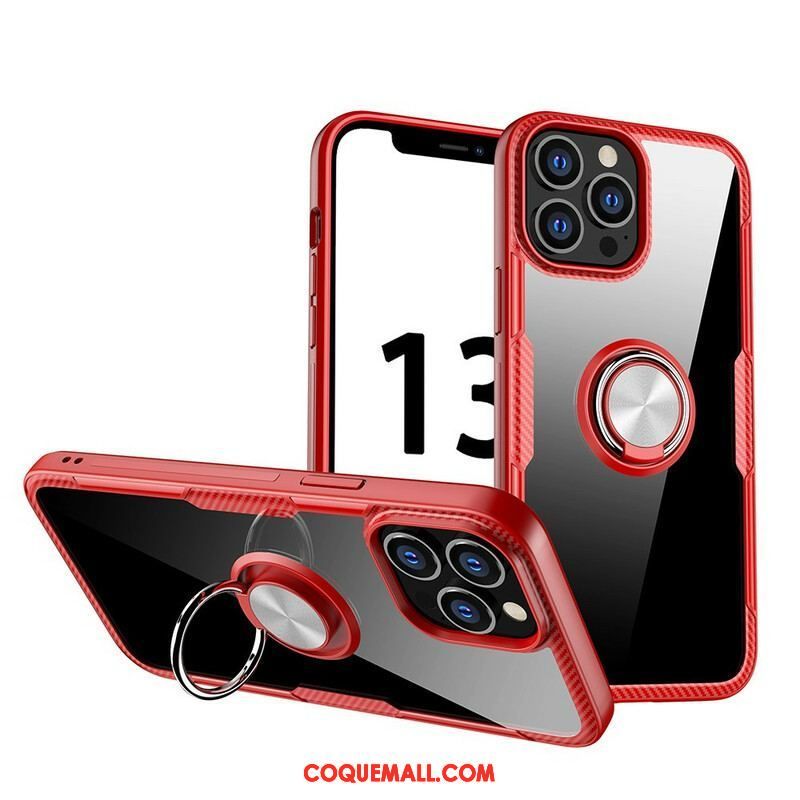 Coque iPhone 13 Pro Max Fibre Carbone Anneau Métallique