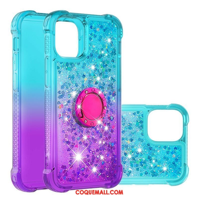 Coque iPhone 13 Pro Max Paillettes Anneau-Support