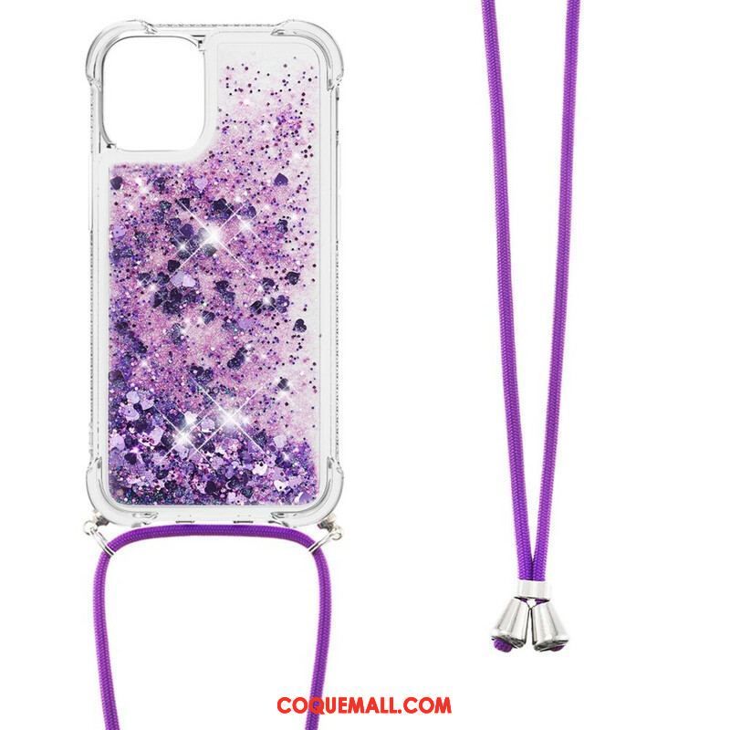 Coque iPhone 13 Pro Max Paillettes à Cordon