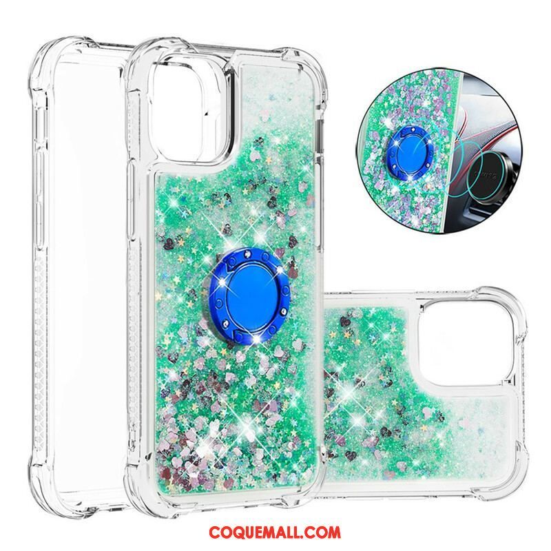 Coque iPhone 13 Pro Paillettes avec Anneau-Support