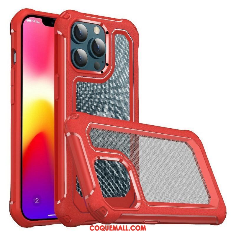 Coque iPhone 13 Pro Transparente Texture Fibre Carbone