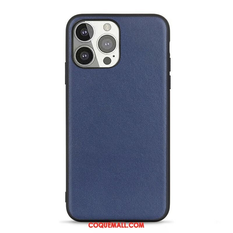 Coque iPhone 13 Pro Véritable Cuir Litchi