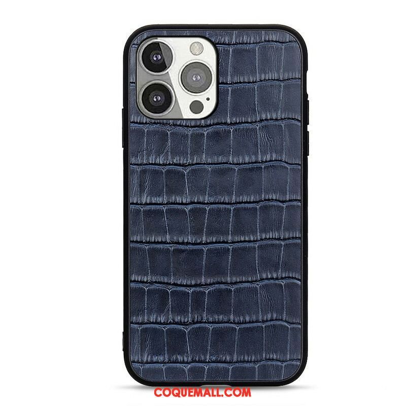 Coque iPhone 13 Pro Véritable Cuir Texture Crocodile