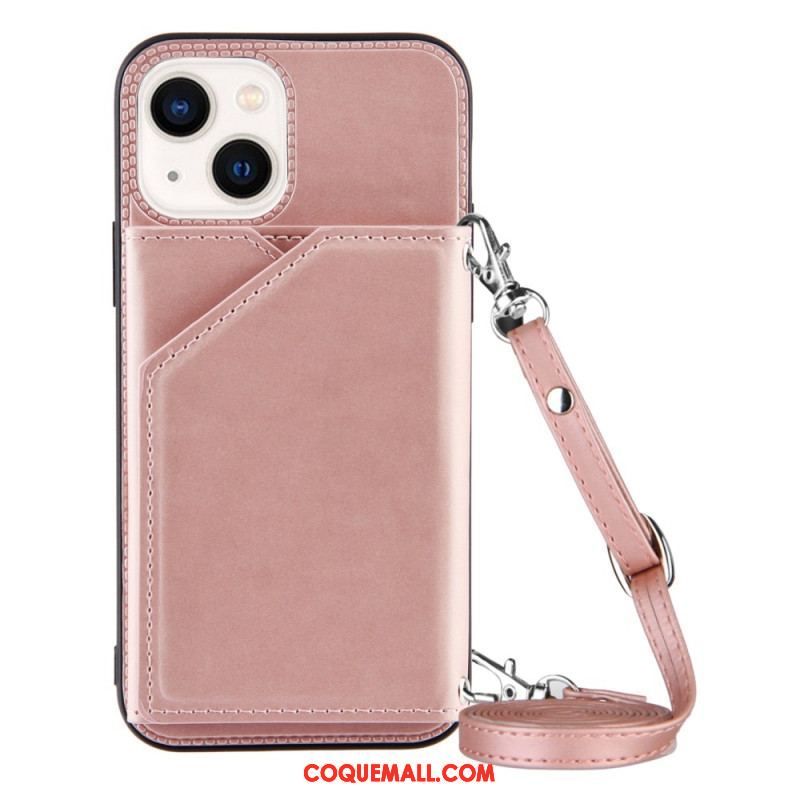 Coque iPhone 14 Bandoulière Porte-cartes