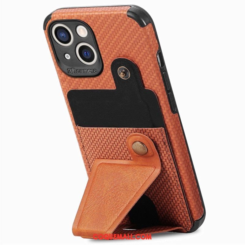 Coque iPhone 14 Fibre Carbone Porte-Cartes Support