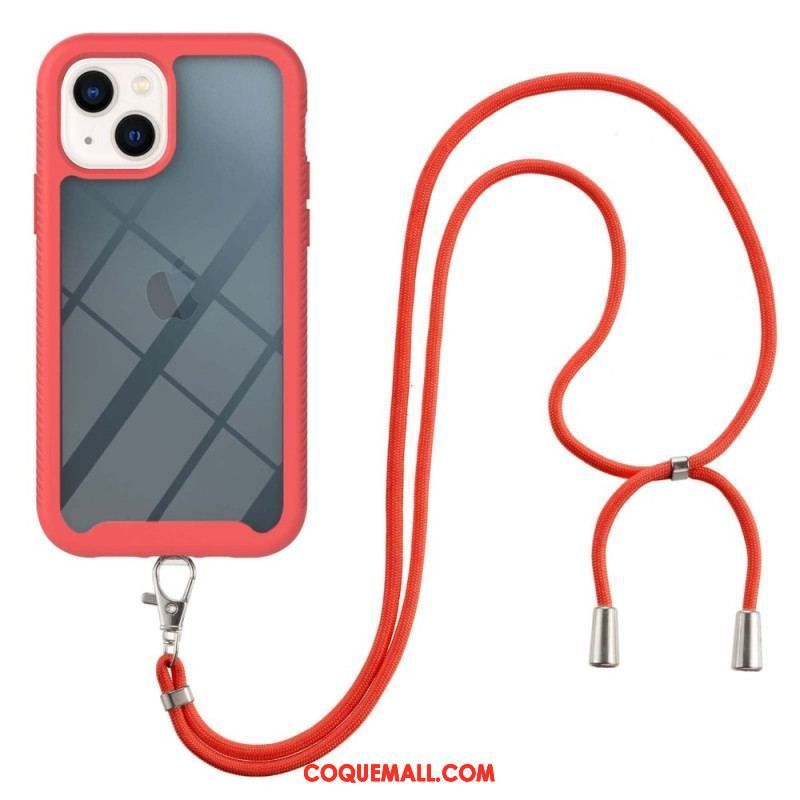 Coque iPhone 14 Hybride avec Cordon et Contour coloré