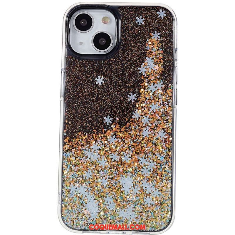 Coque iPhone 14 Paillettes Flocons