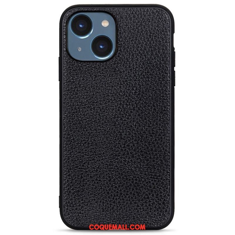 Coque iPhone 14 Plus Cuir Litchi Véritable