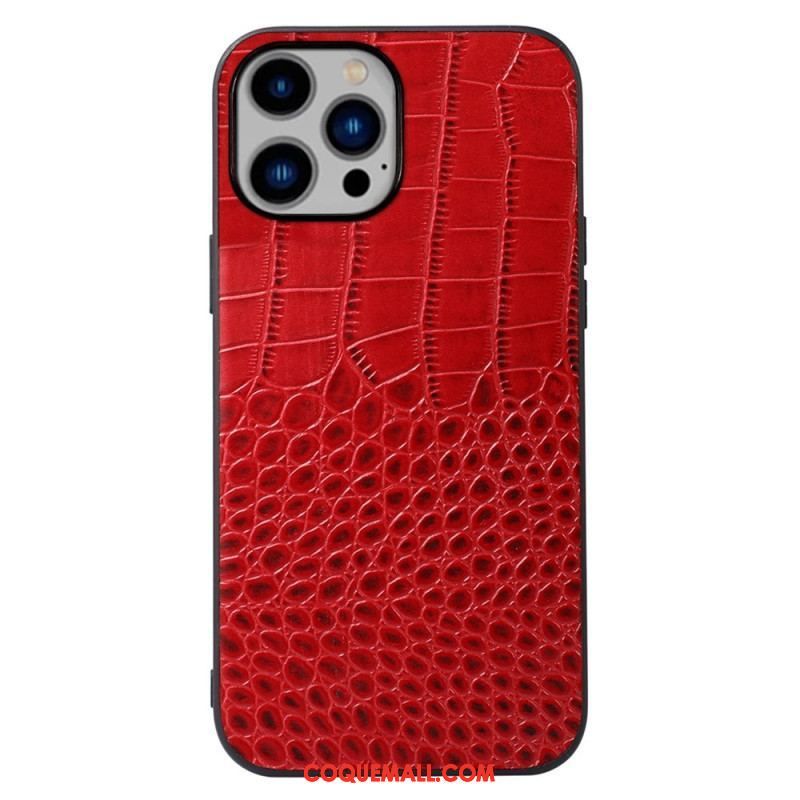 Coque iPhone 14 Plus Cuir Véritable Texture Crocodile