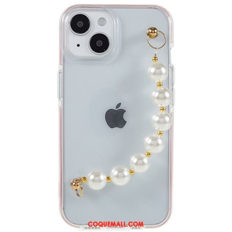 Coque iPhone 14 Plus Silicone Bracelet Perles