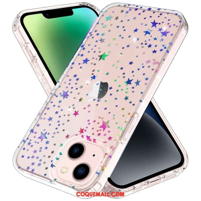 Coque iPhone 14 Plus Silicone Flexible Étoiles / Papillons