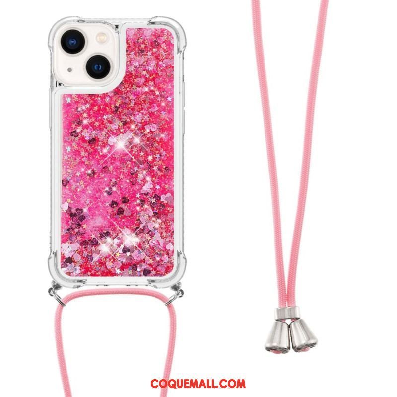 Coque iPhone 14 Plus à Cordon Paillettes