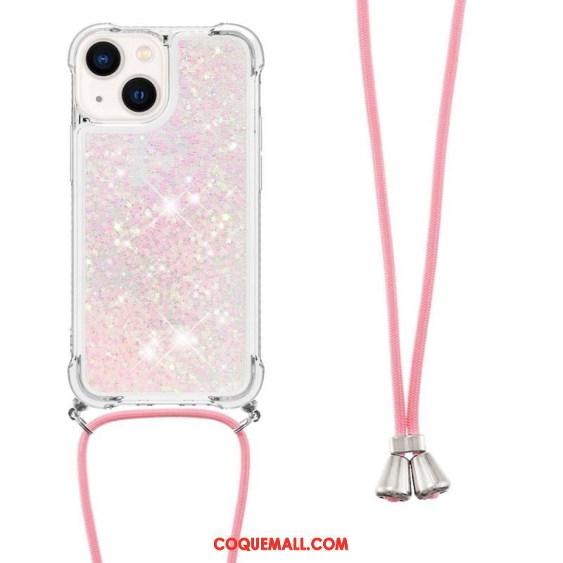 Coque iPhone 14 Plus à Cordon Paillettes