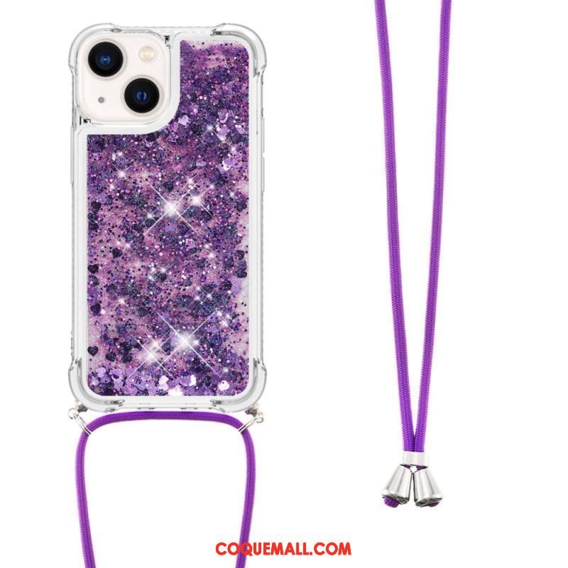 Coque iPhone 14 Plus à Cordon Paillettes