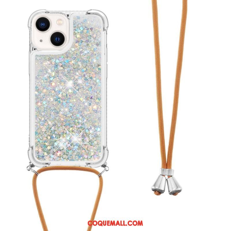 Coque iPhone 14 Plus à Cordon Paillettes