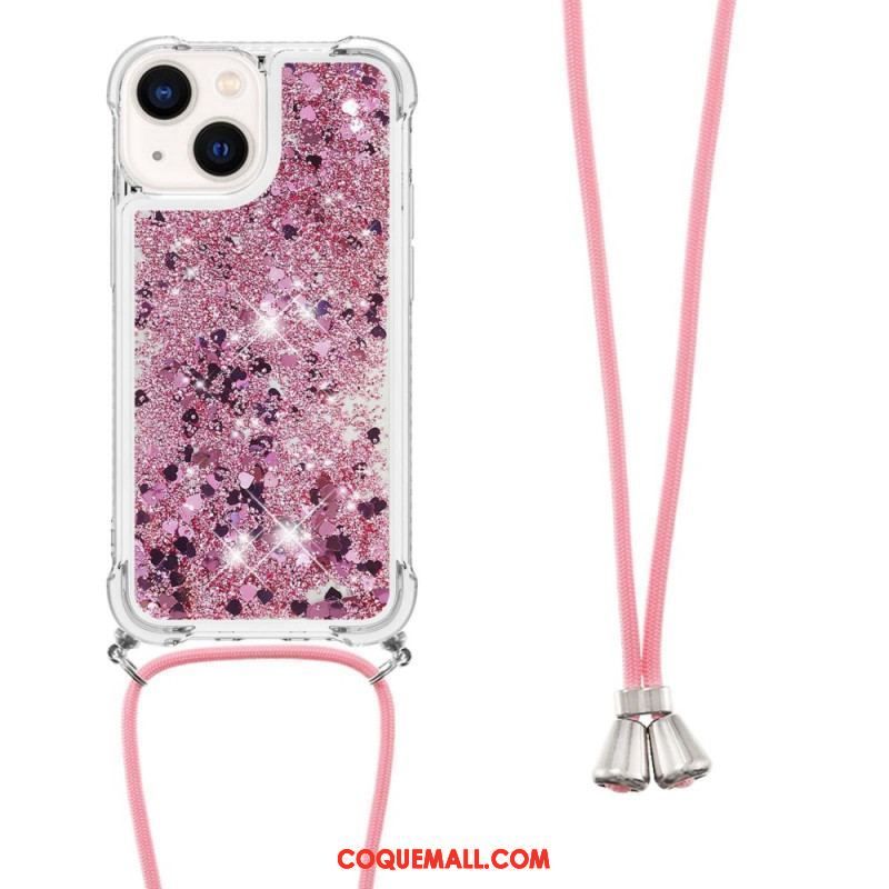 Coque iPhone 14 Plus à Cordon Paillettes