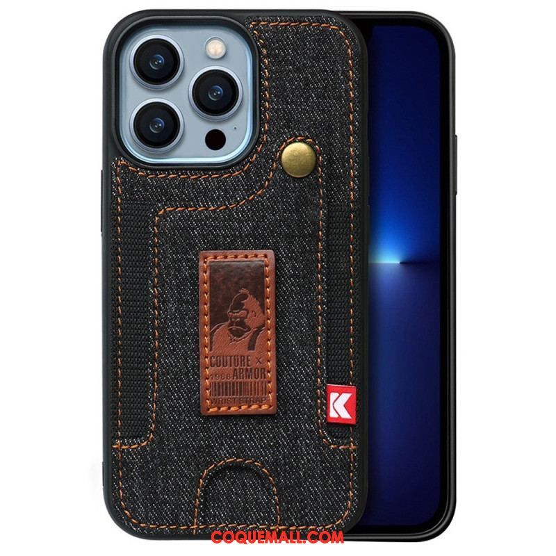 Coque iPhone 14 Porte-Cartes et Sangle Jeans