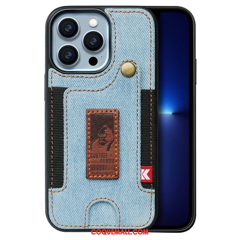 Coque iPhone 14 Porte-Cartes et Sangle Jeans