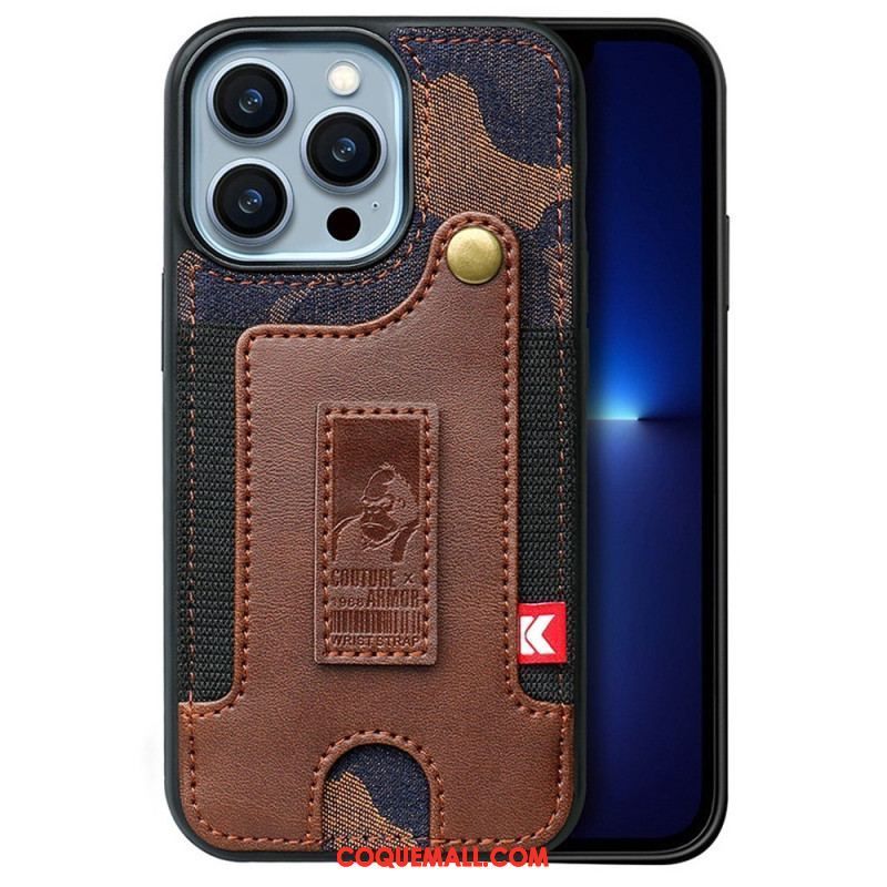 Coque iPhone 14 Porte-Cartes et Sangle Jeans