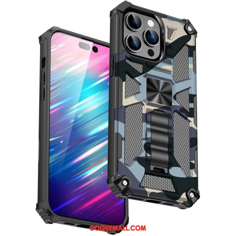 Coque iPhone 14 Pro Camouflage Support Amovible