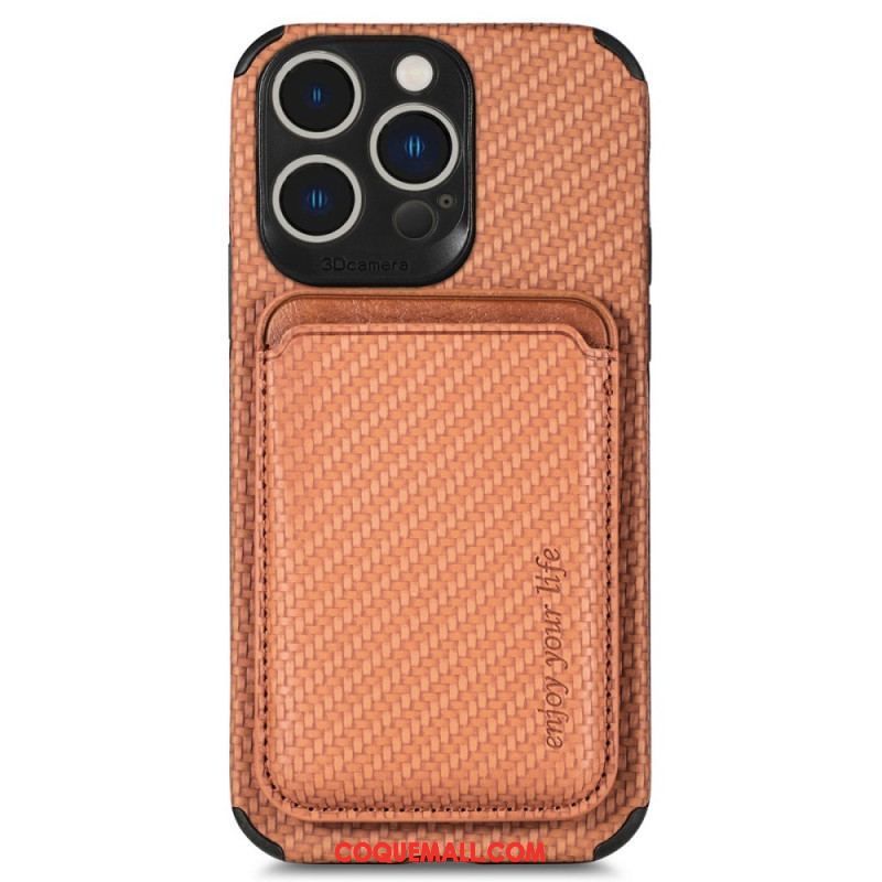 Coque iPhone 14 Pro Fibre de Carbone et Portefeuille Magnétique