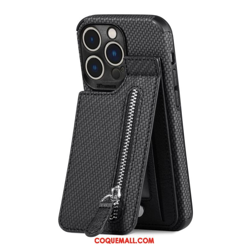 Coque iPhone 14 Pro Max Fibre de Carbone et Portefeuille