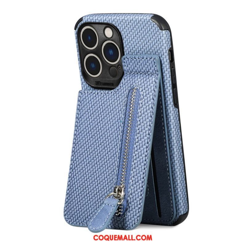 Coque iPhone 14 Pro Max Fibre de Carbone et Portefeuille