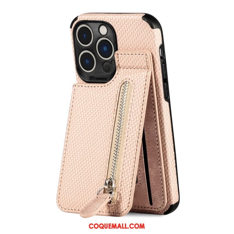 Coque iPhone 14 Pro Max Fibre de Carbone et Portefeuille