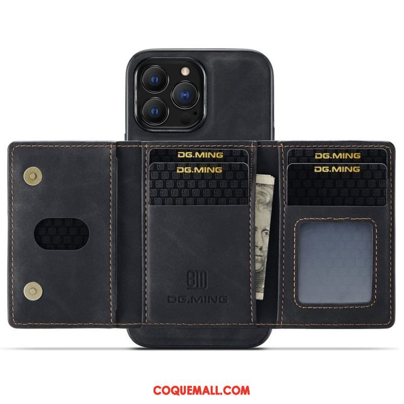 Coque iPhone 14 Pro Max Porte-Cartes Détachable DG.MING
