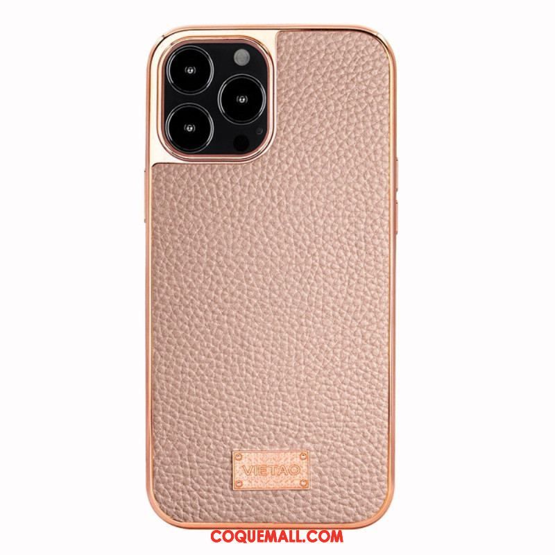 Coque iPhone 14 Pro Max Simili Cuir Litchi VIETAO