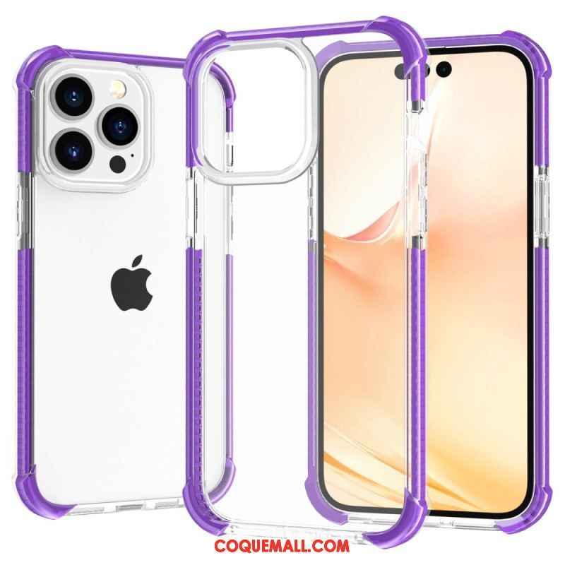 Coque iPhone 14 Pro Max Transparente Rebords Colorés