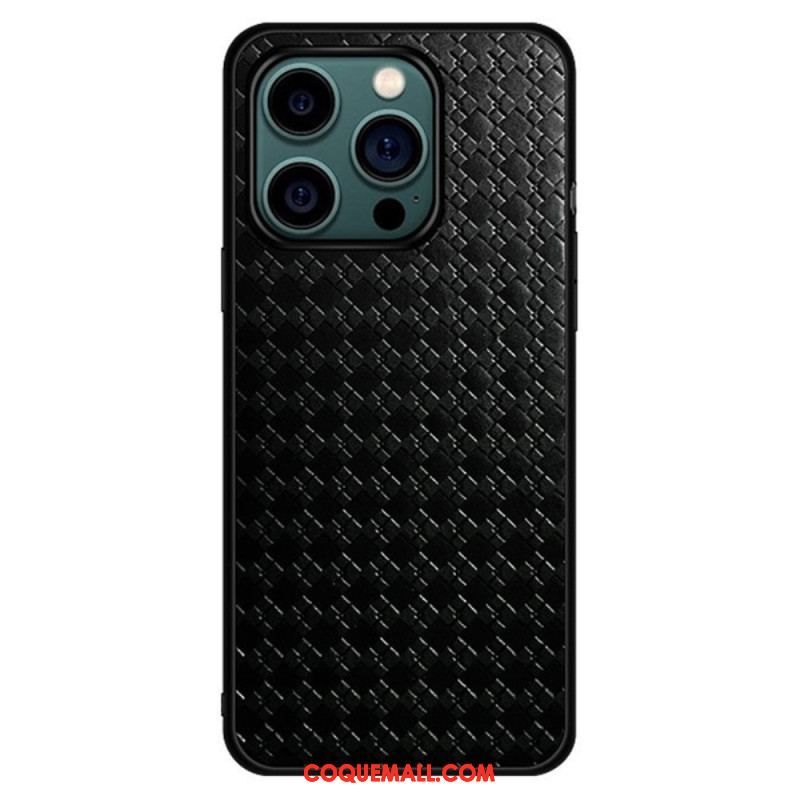 Coque iPhone 14 Pro Simili Cuir Tissé