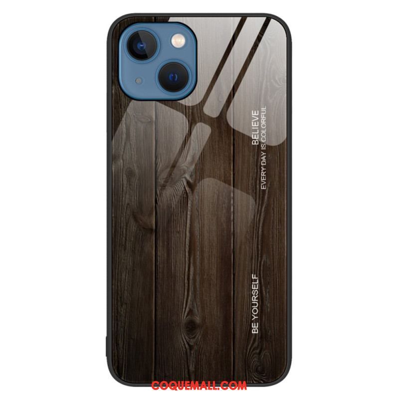 Coque iPhone 14 Verre Trempé Design Bois